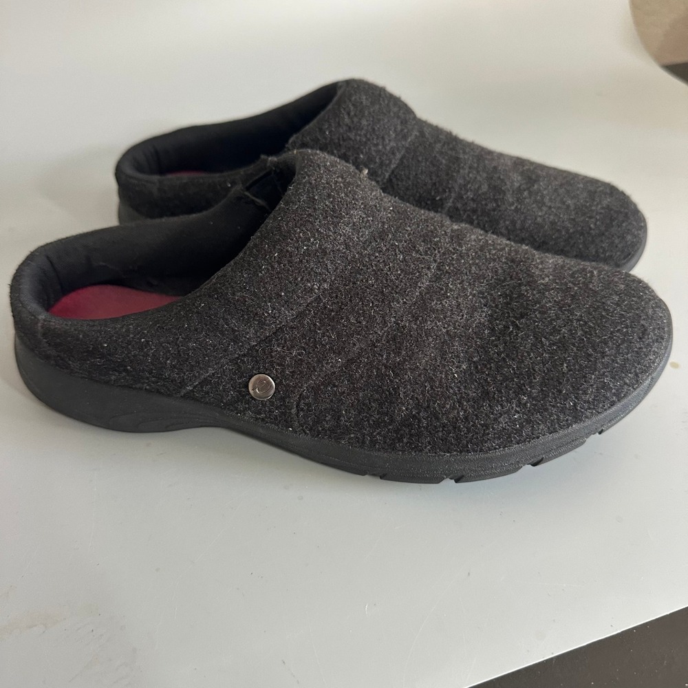 Easy Spirit Traveltime Black Wool Felt Clogs Mules Slip On Shoes Womens 8.5